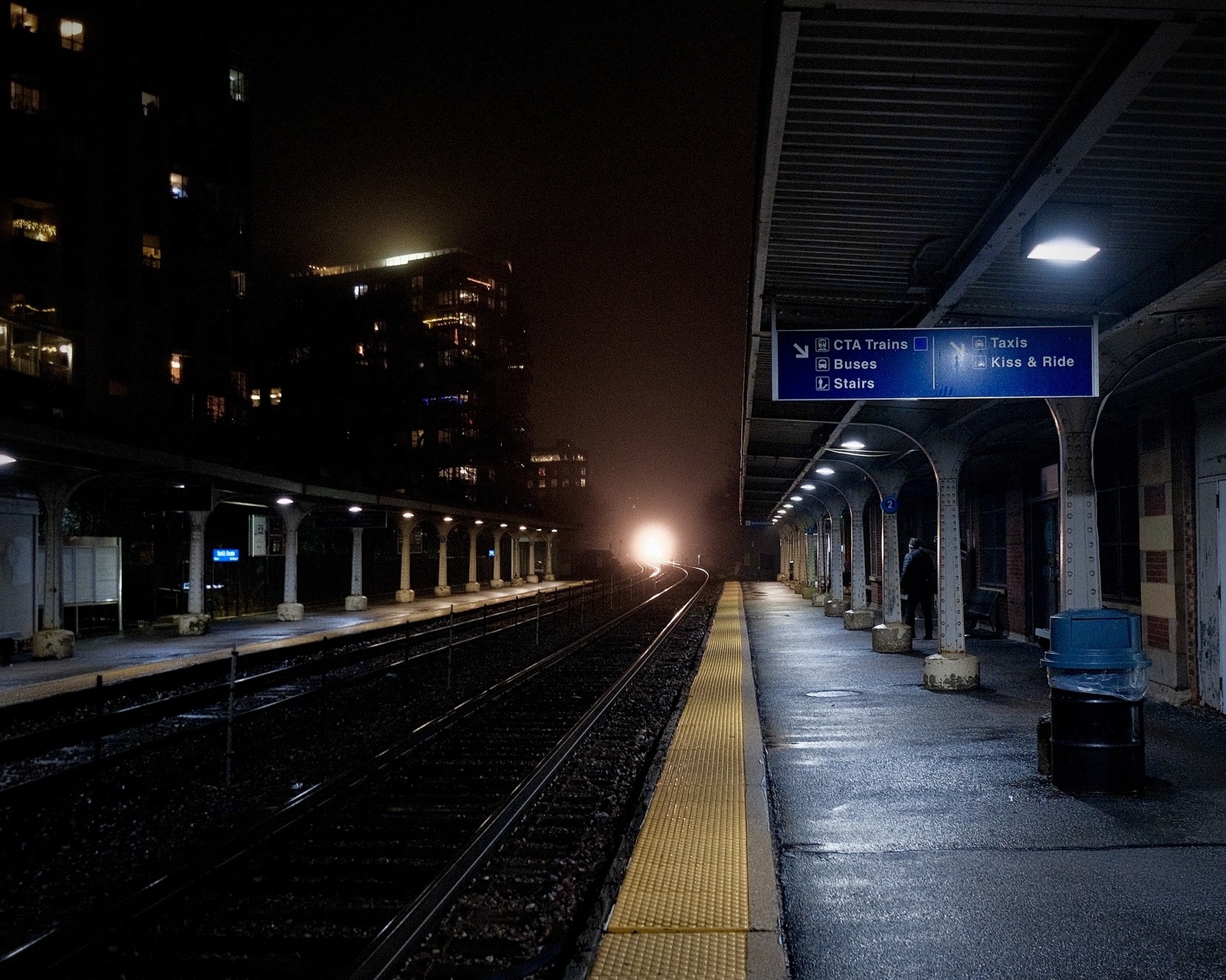 a foggy night at Evanston