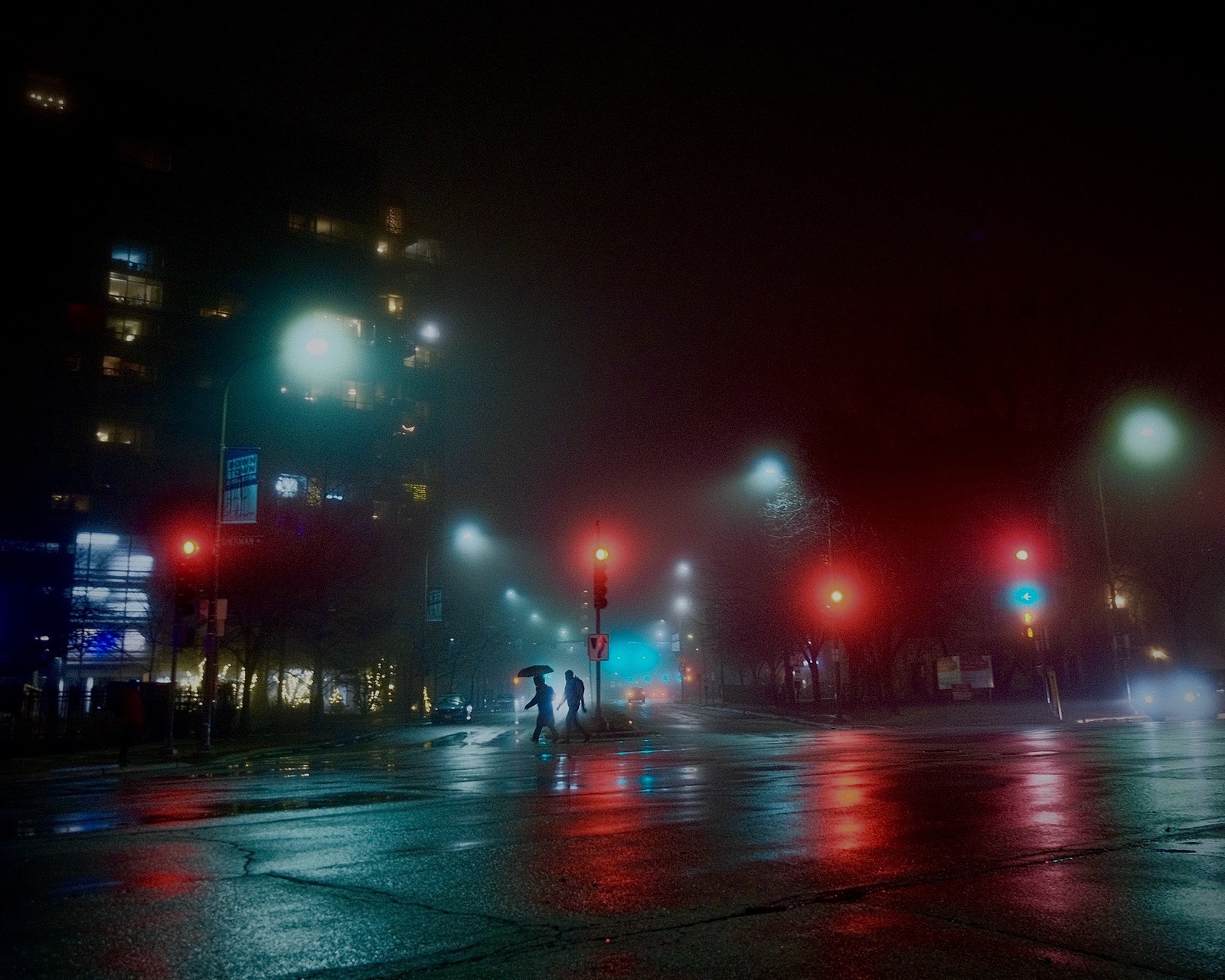 a foggy night at Evanston