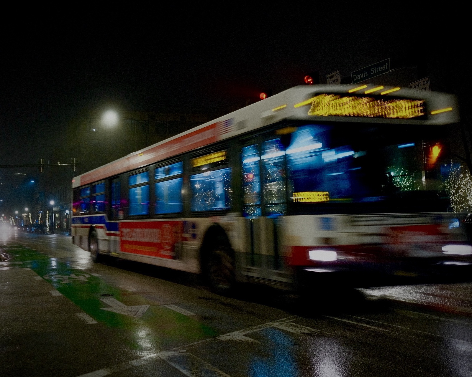 a foggy night at Evanston